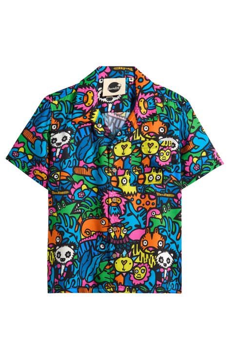 Kids
 Munday Jungle Print Short Sleeve Button-Up Shirt (Toddler, Little Kid 
Big Kid)