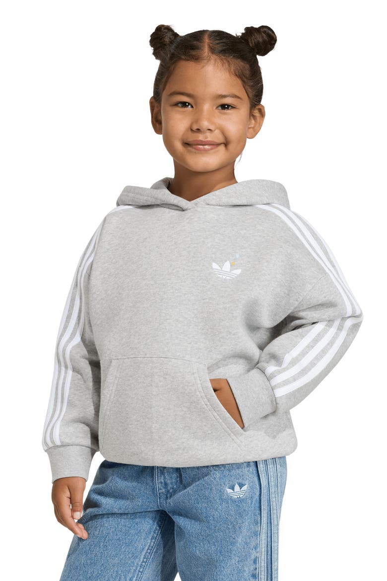 Kids' 3-Stripes Hoodie, Alternate, color, MED GREY HEATHER