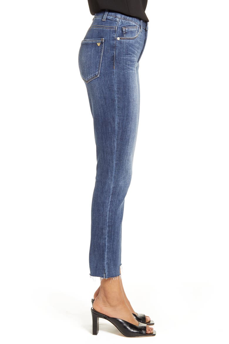 Logan 'Ab'Solution High Waist Raw Hem Skinny Crop Jeans, Alternate, color, BLUE
