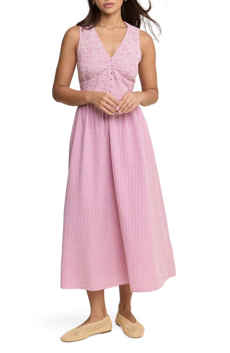 Nobody's Child Eliza Check Print Sleeveless Dress, Main, color, Pink