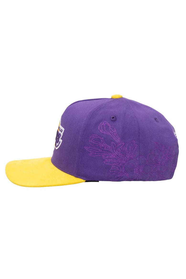 Men's Mitchell & Ness  Purple/Gold Los Angeles Lakers May Flowers Adjustable Hat, Alternate, color, Purple