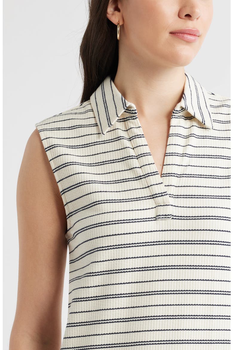 Jacquard Henley Midi Dress, Alternate, color, IVORY- NAVY STRIPE