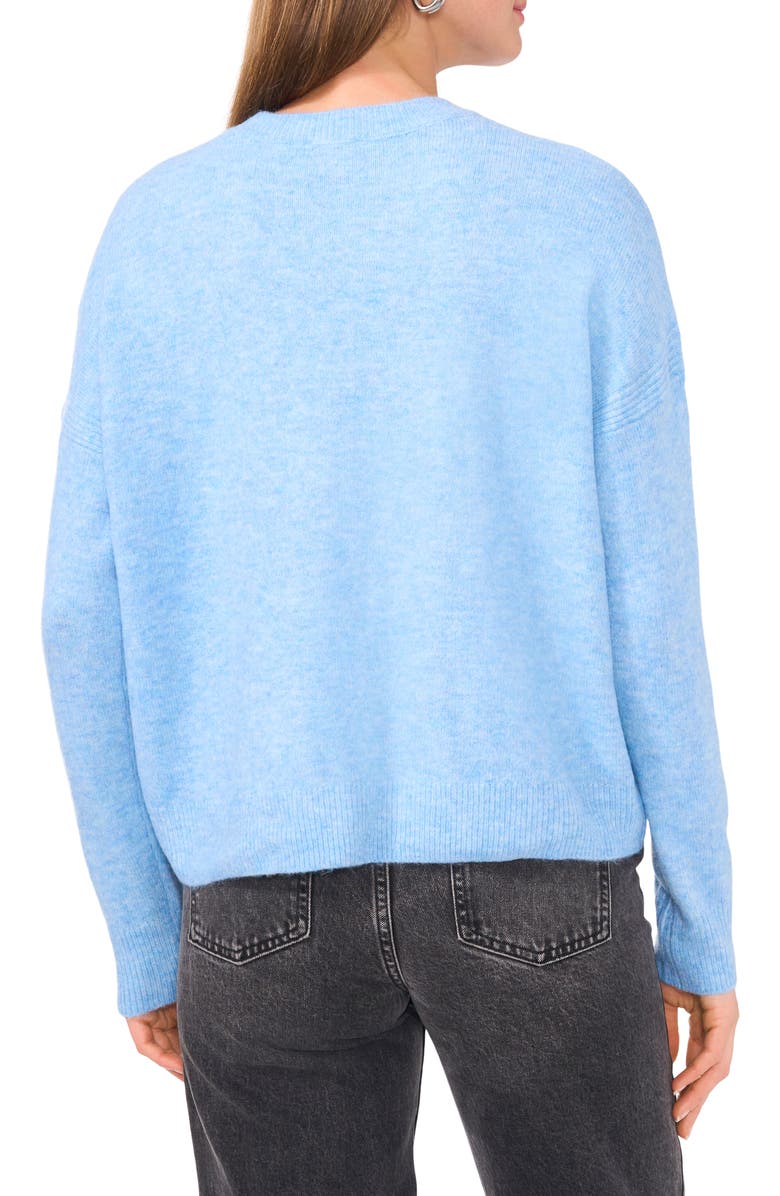 Vince Camuto Cropped Crewneck Sweater, Alternate, color, Blue Heather