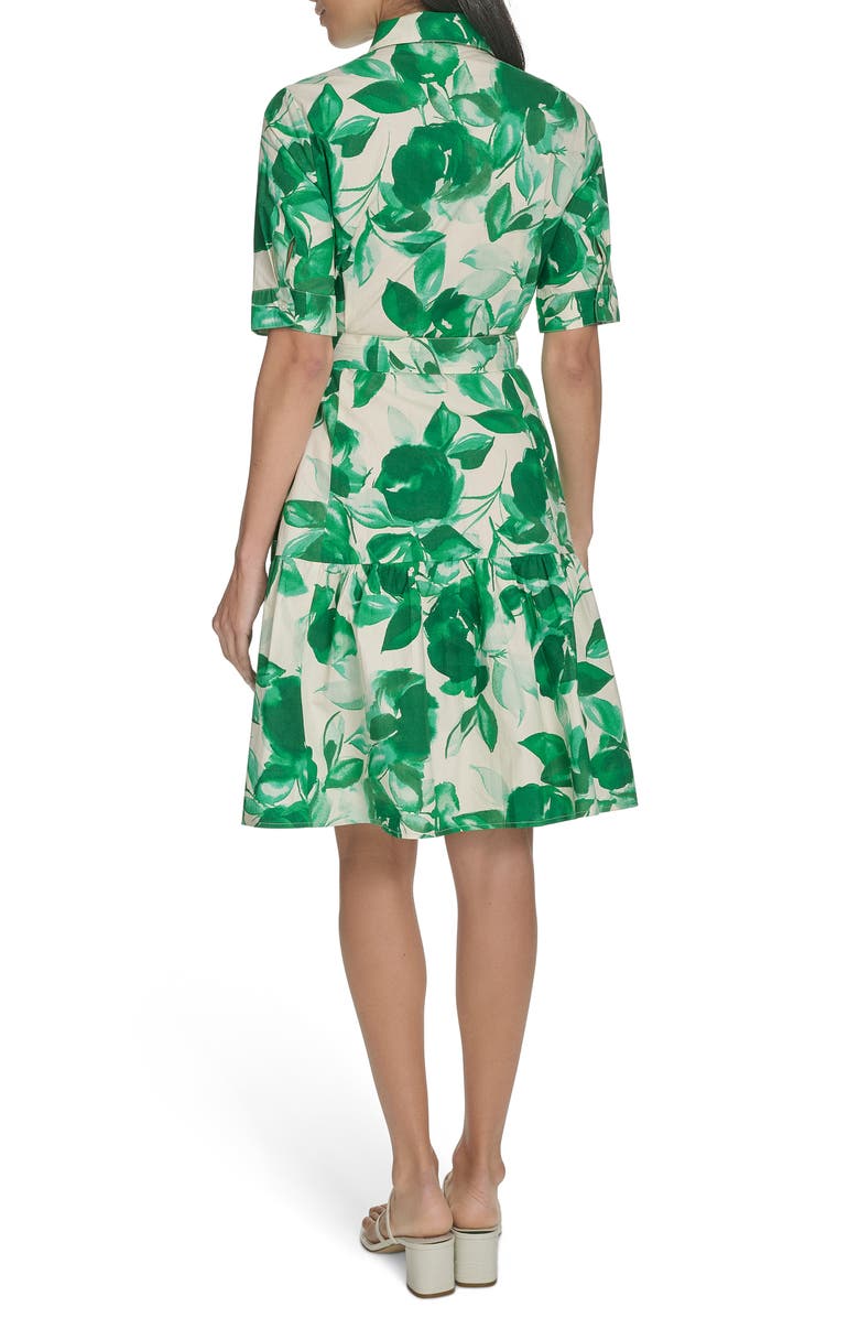 Calvin Klein Floral Short Sleeve Cotton Shirtdress, Alternate, color, 