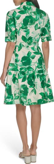 Floral Short Sleeve Cotton Shirtdress