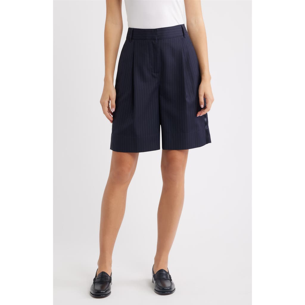Rowing Blazers Pinstriped Bermuda Shorts In Blue