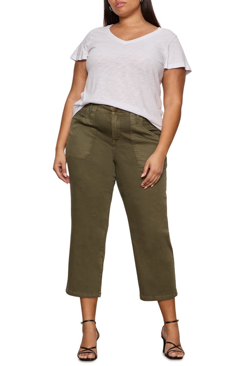 Sanctuary Retreat Mid Rise Crop Straight Leg Utility Pants, Alternate, color, Burnt Olive Green