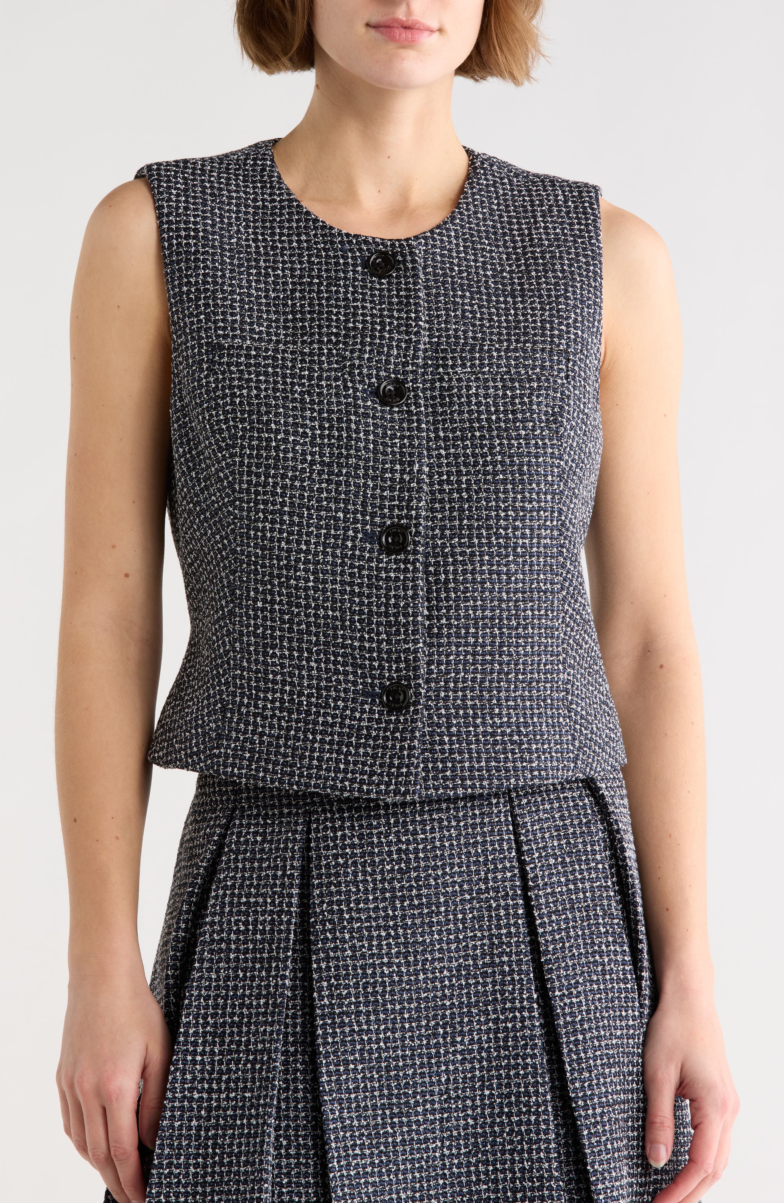 DKNY Tweed Crop Vest