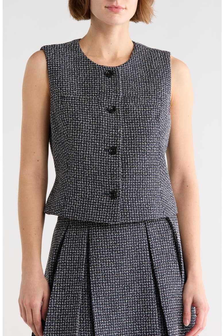 Tweed Crop Vest, Main, color, NAVY COMBO