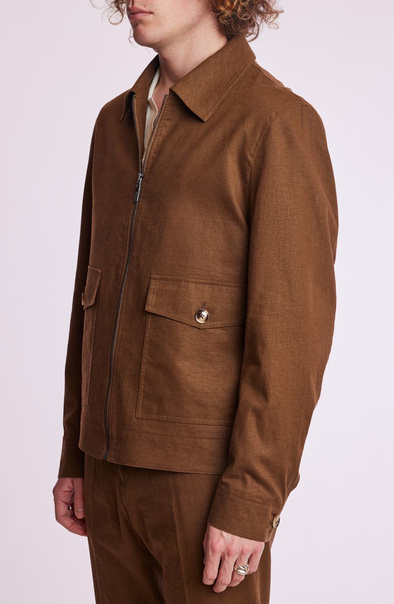 PAISLEY & GRAY Milo Slim Fit Linen Blend Bomber Jacket, Alternate, color, Brown Linen