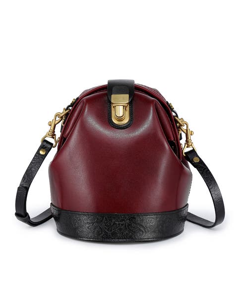 Doctor Genuine Leather Structured Bucket Crossbody