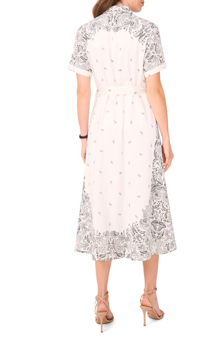 Bandana Print Short Sleeve Shirtdress, Alternate, color, BRIGHT WHITE