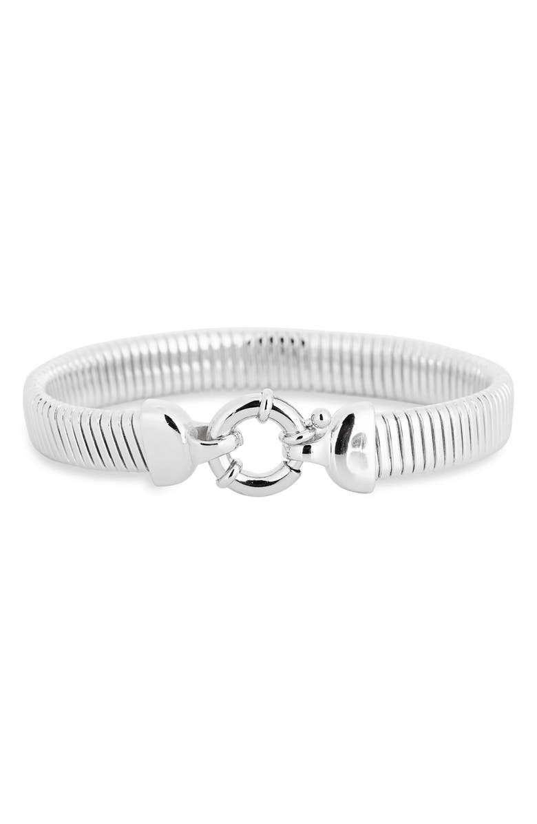 Argento Vivo Sterling Silver Flex Omega Chain Spring Ring Bracelet, Main, color, Silver