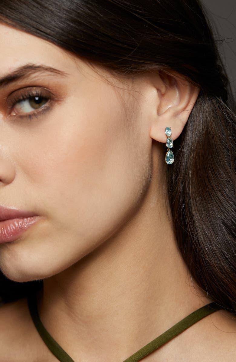 Nadri Aqua Crystal Triple Drop Earrings, Alternate, color, 
