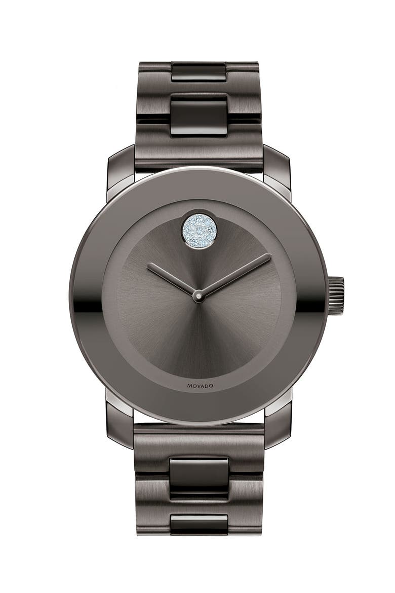 'Bold' Crystal Marker Bracelet Watch, 36mm, Main, color, GRAPHITE
