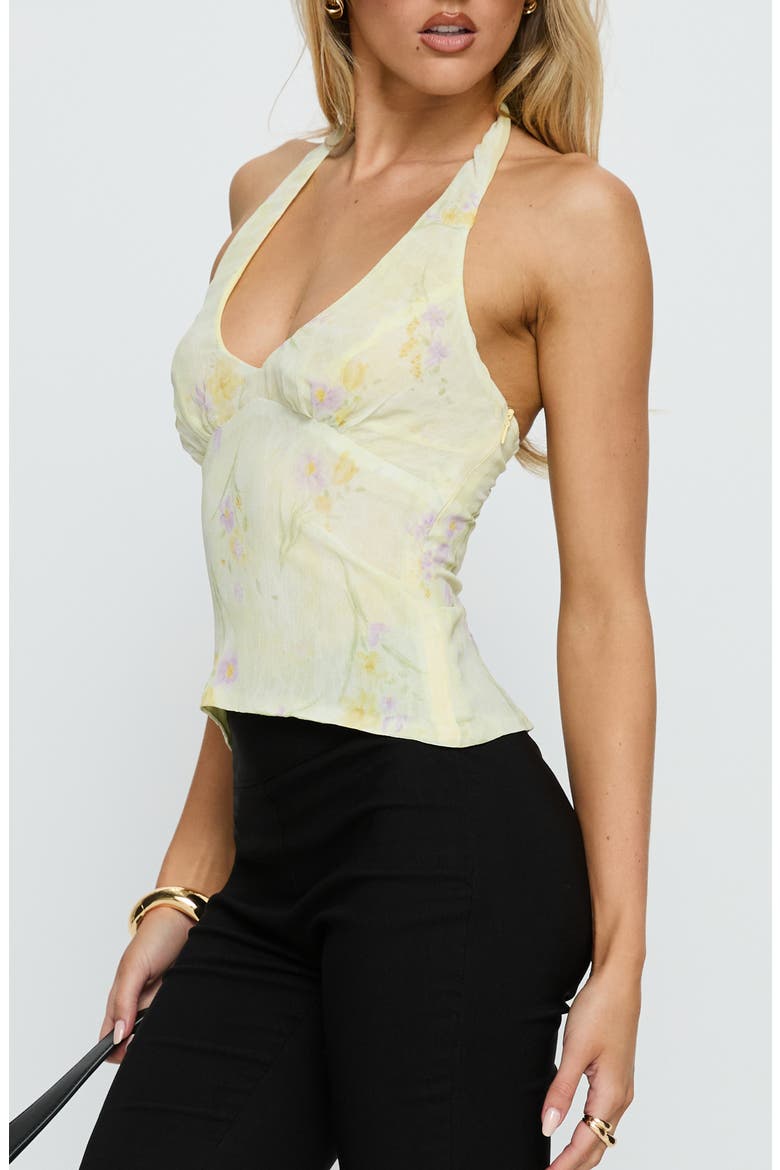 Dymond Print Halter Top, Alternate, color, YELLOW FLORAL