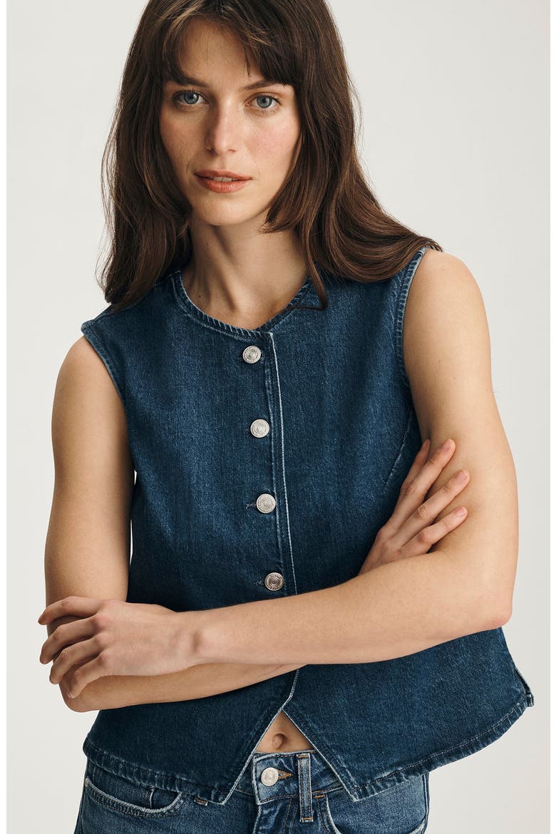 Jemy Denim Vest, Alternate, color, DARK BRUSHED CLASSIC