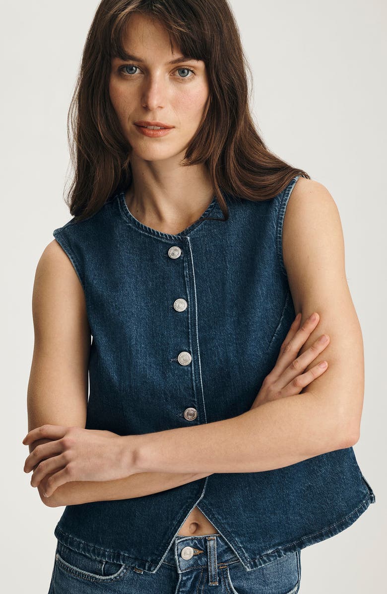 Mavi Jeans Jemy Denim Vest, Alternate, color, Dark Brushed Classic