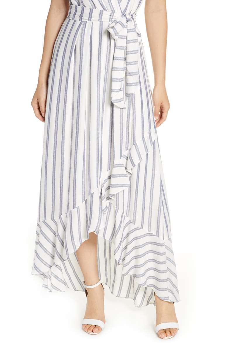 Metallic Stripe Halter Maxi Dress, Alternate, color, IVORY/ BLUE