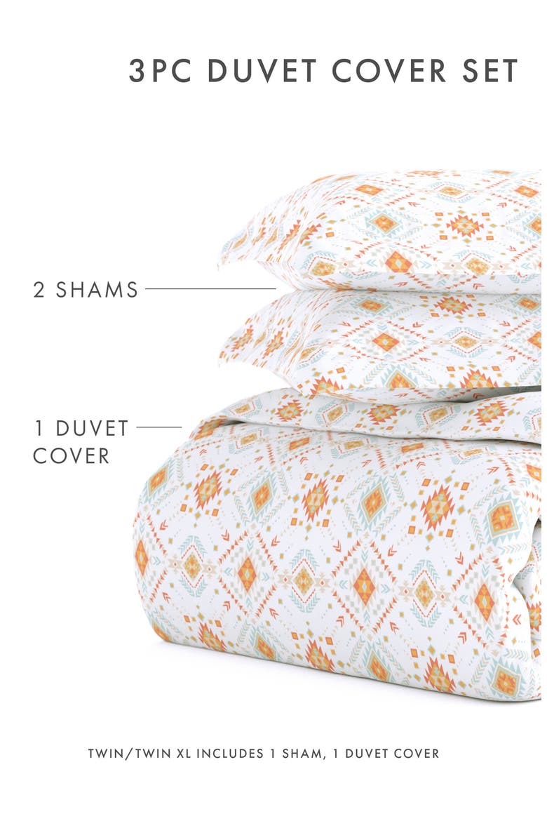 Premium Ultra Soft Geometric Dreams 3-Piece Duvet Cover Set, Alternate, color, CORAL