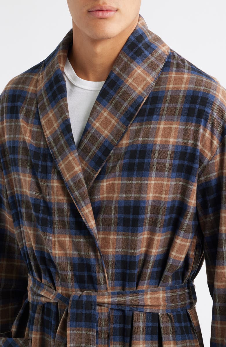 Majestic International Time Out Flannel Robe, Alternate, color, Sienna