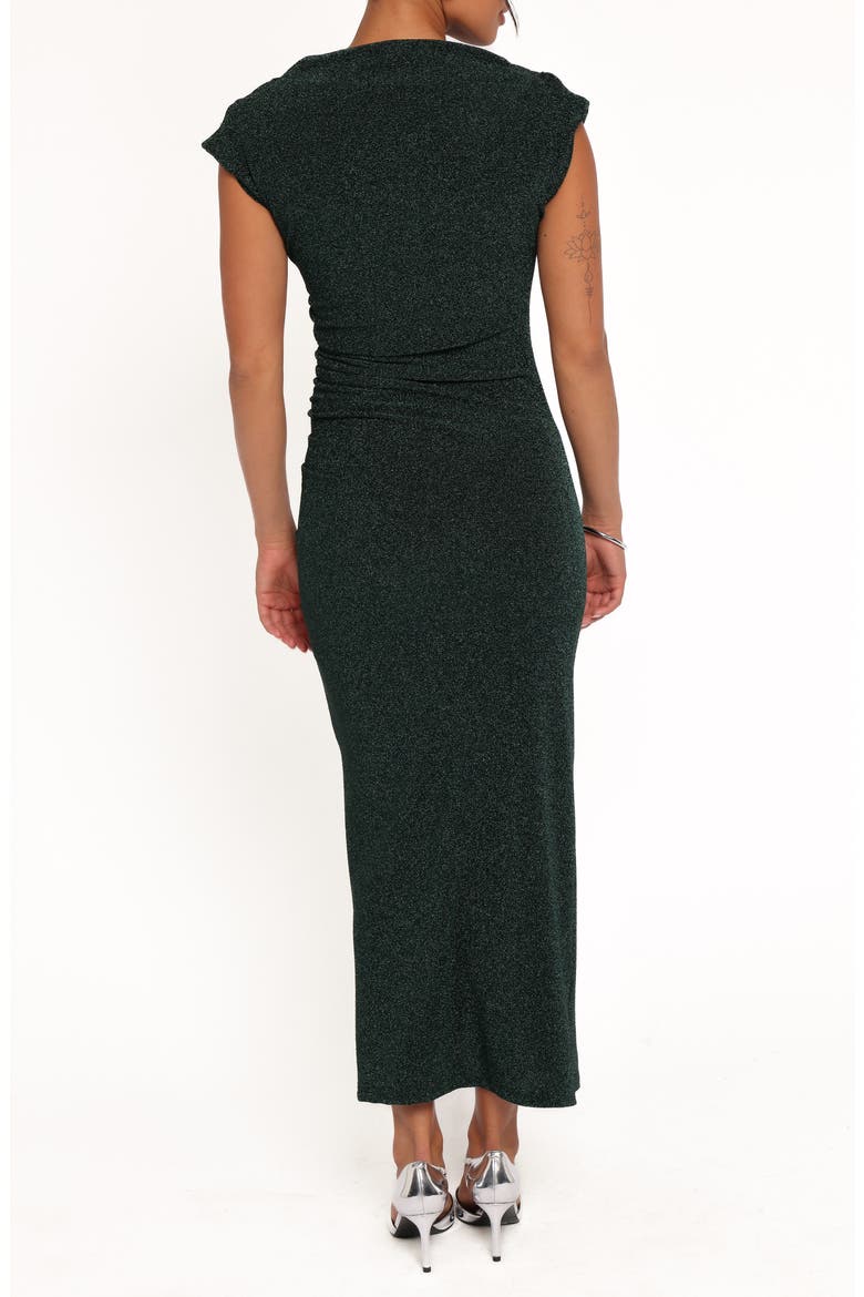 Mel Metallic Cap Sleeve Midi Dress, Alternate, color, DARK EMERALD