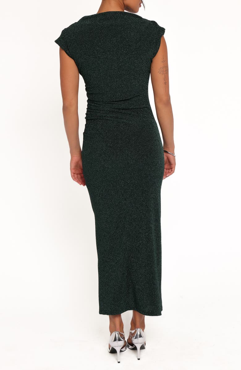 Petal & Pup Mel Metallic Cap Sleeve Midi Dress, Alternate, color, Dark Emerald