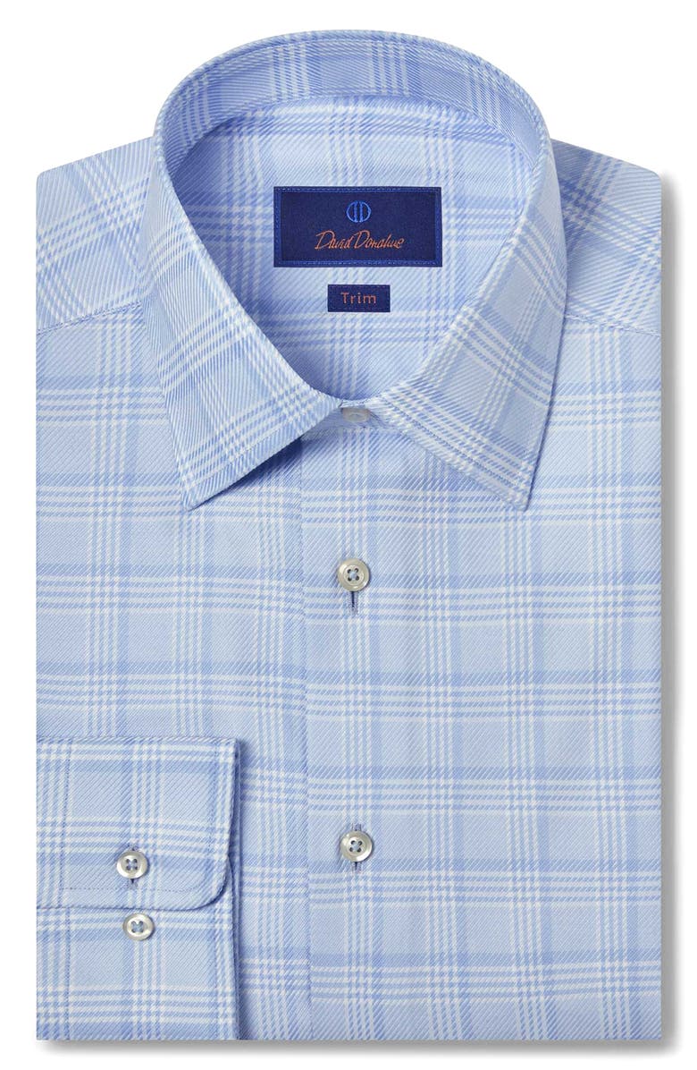 David Donahue Trim Fit Exploded Glen Check Dress Shirt, Main, color,