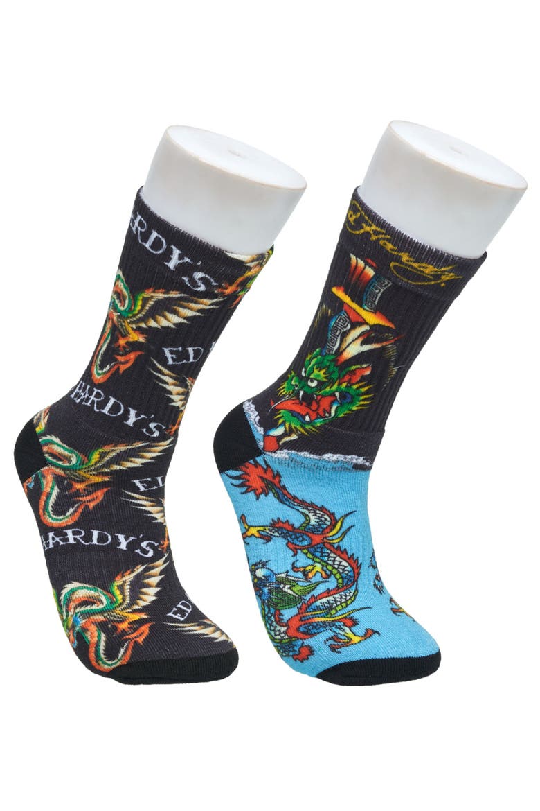 360 Print Full Cushion Crew Sock 2-Pack, Main, color, Black
