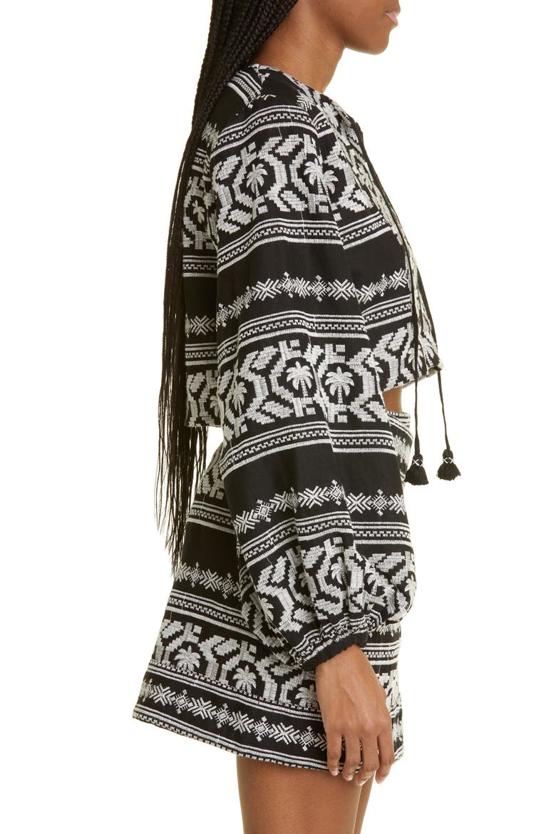 Black Sand Embroidered Cotton Blend Top, Alternate, color, TROPIC BLACK/ ECRU