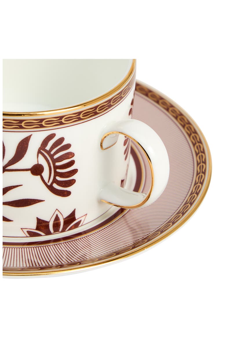 Red Splendor 22K Gold Accent Bone China Tea Cup & Saucer, Alternate, color, WHITE MULTI
