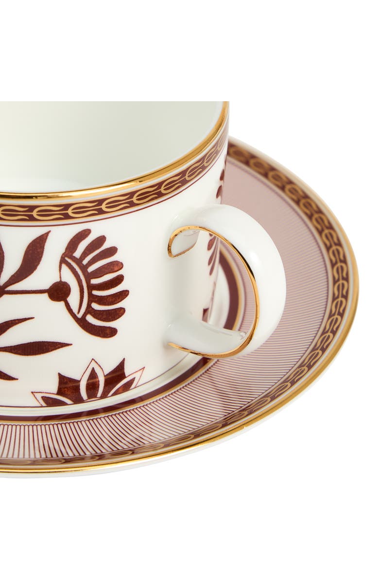 Wedgwood Red Splendor 22K Gold Accent Bone China Tea Cup & Saucer, Alternate, color, White Multi