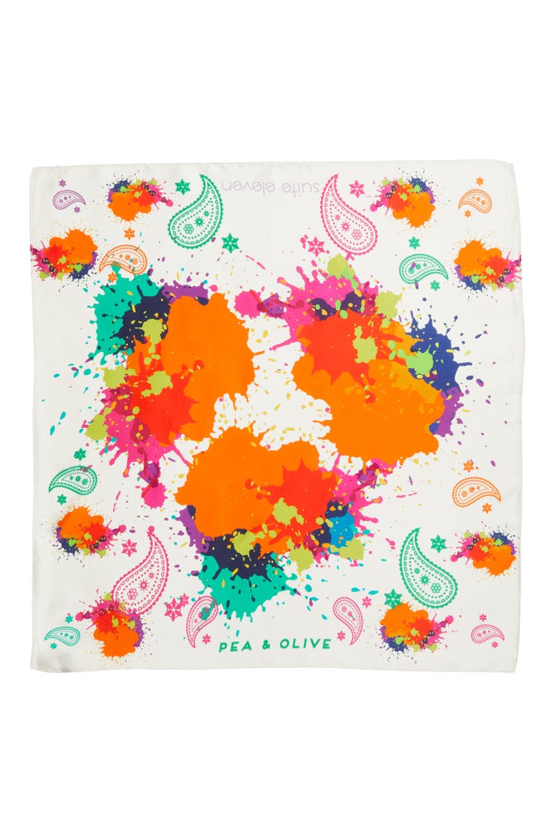 Spill on Silk Scarf, Alternate, color, WHITE MULTICOLOR