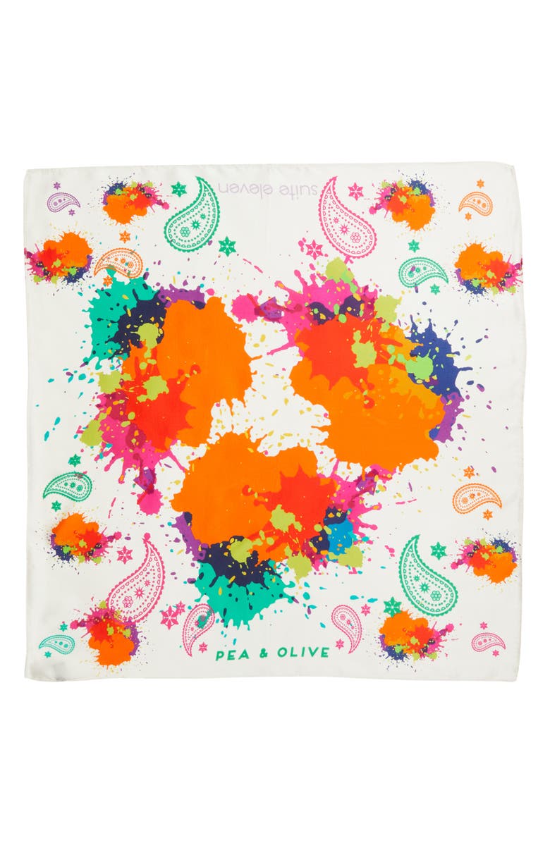 PEA N OLIVE Spill on Silk Scarf, Alternate, color, 