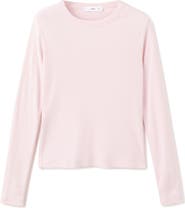 MANGO Long Sleeve Cotton Rib T-Shirt