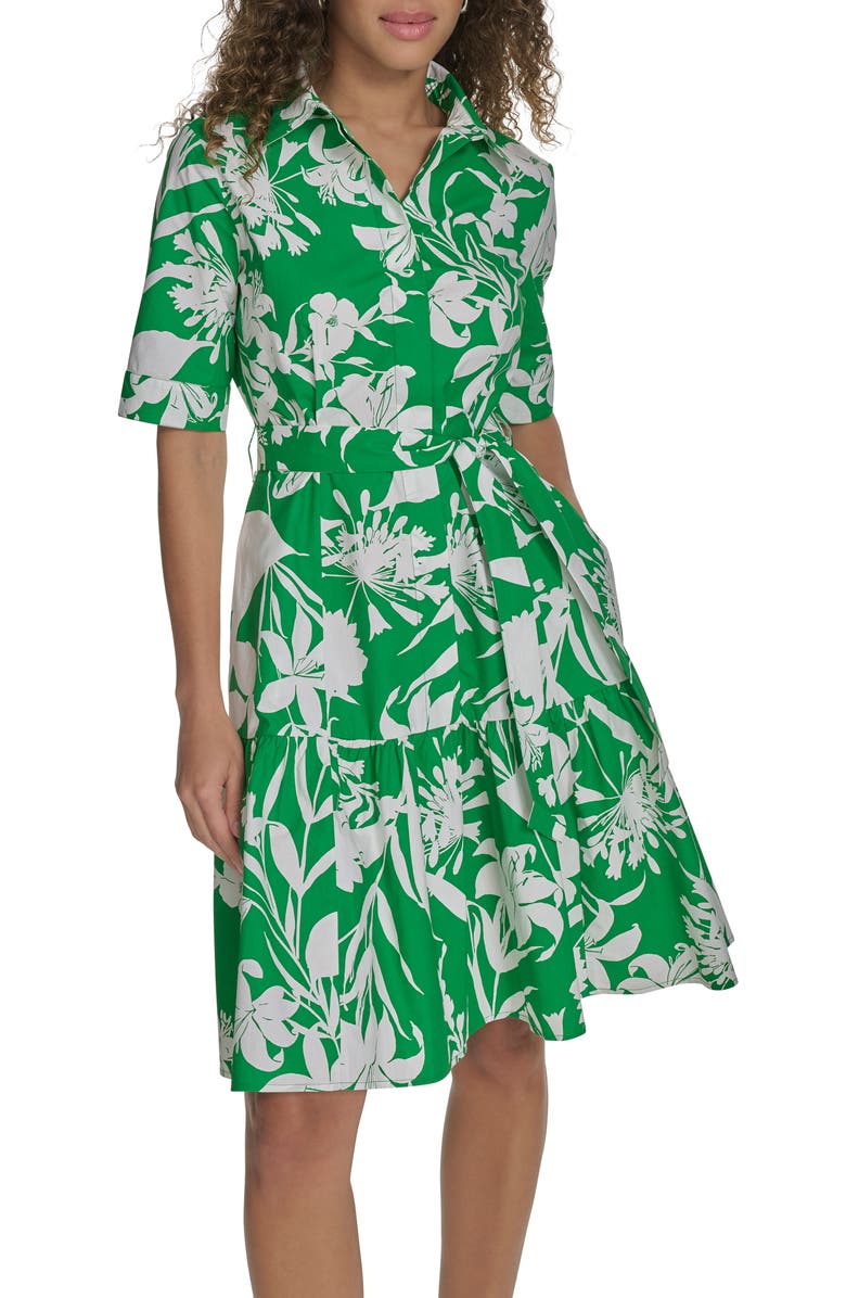 Calvin Klein Floral Cotton Shirtdress, Alternate, color,