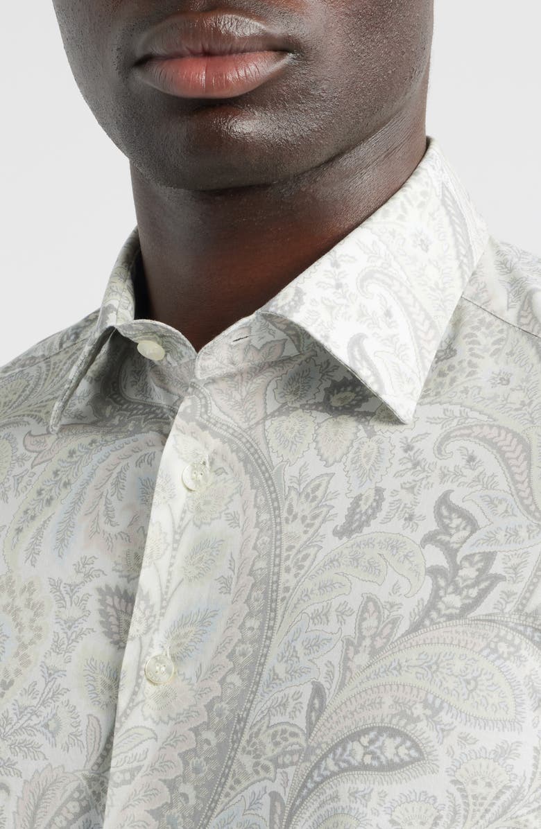 Etro Roma Stretch Cotton Dress Shirt, Alternate, color, Stampa F.do Bianco