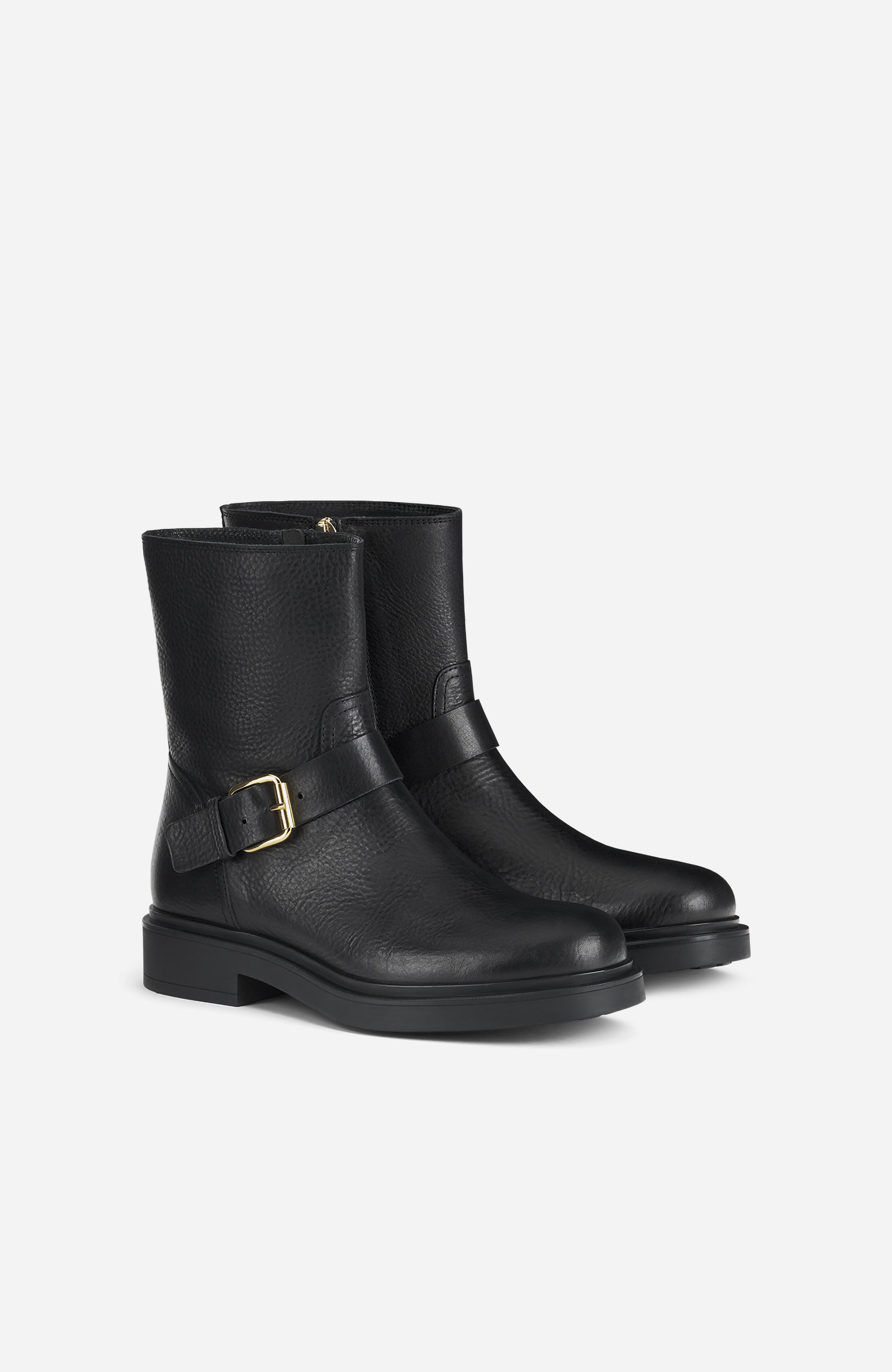 Loren Bikers Ankle Boot with Buckle, Alternate, color, Black Leather