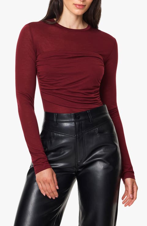 Shirred Front Double Layer Long Sleeve Tee
