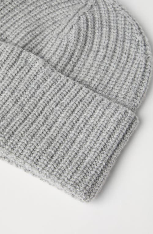 Brunello Cucinelli Cashmere Rib Knit Beanie In Gray