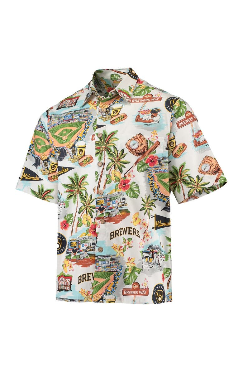 Reyn Spooner Men's Reyn Spooner White Milwaukee Brewers Scenic Button-Up Shirt, Alternate, color,