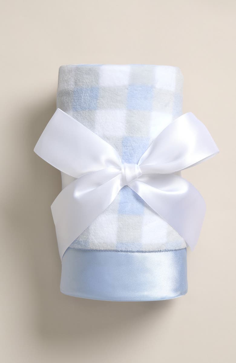 Nordstrom Baby Print Plush Blanket, Alternate, color, Blue Feather Gingham