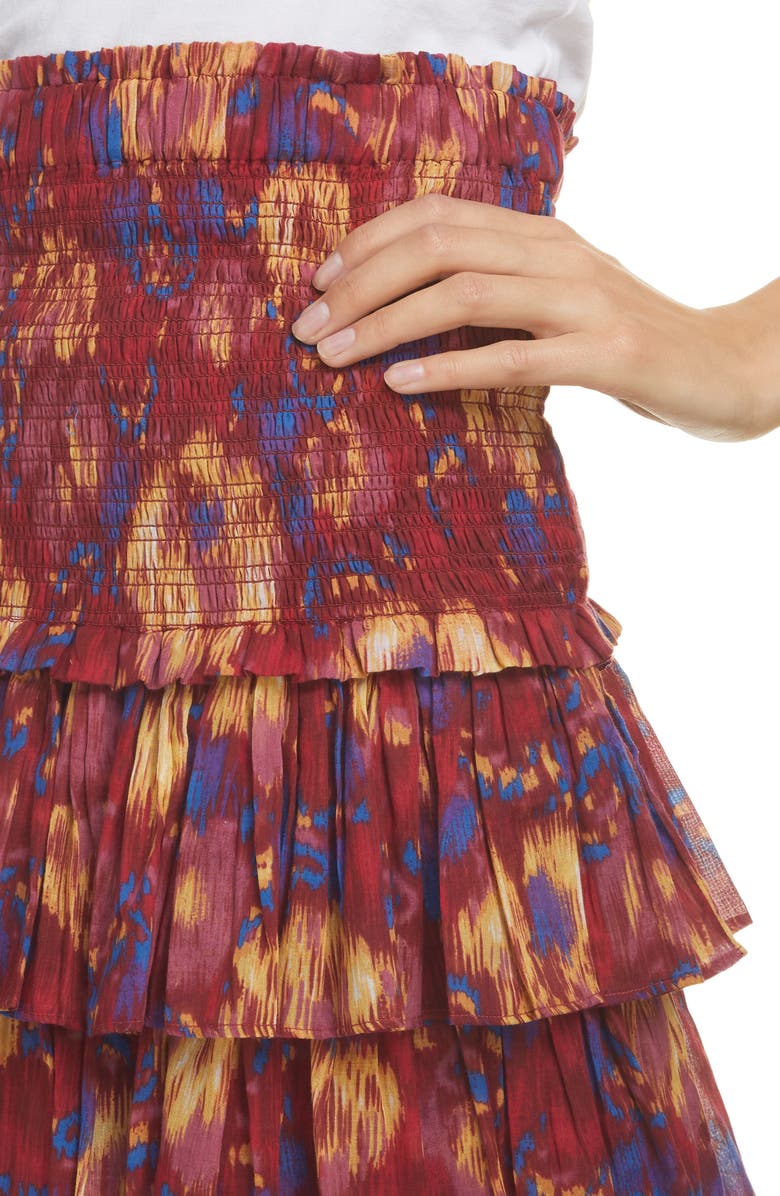 Isabel Marant Étoile Naomi Smocked Floral Tiered Skirt, Alternate, color, 