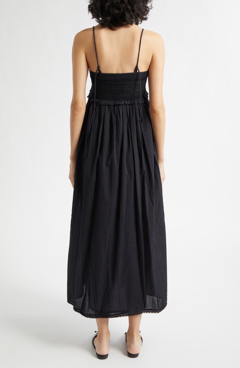 POSSE Danielle Embroidered Lace Ruffle Trim Midi Dress, Alternate, color, Black