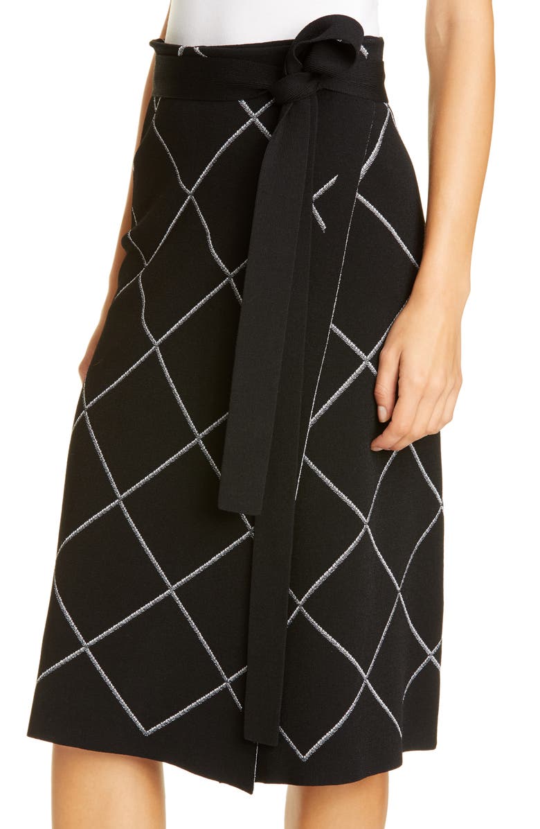 Proenza Schouler Windowpane Check Knit Wrap Skirt, Alternate, color, 