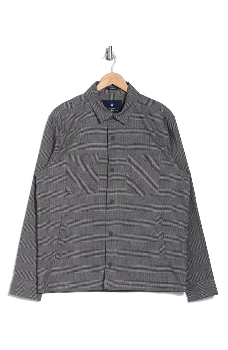 Ben Sherman Glen Plaid Shacket, Alternate, color, Charcoal
