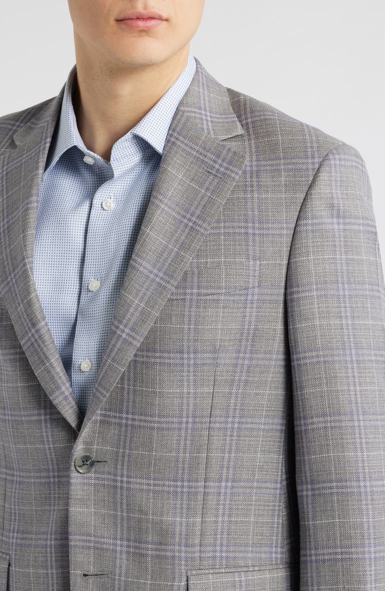 Peter Millar Flynn Classic Fit Plaid Wool Sport Coat, Alternate, color, Light Grey