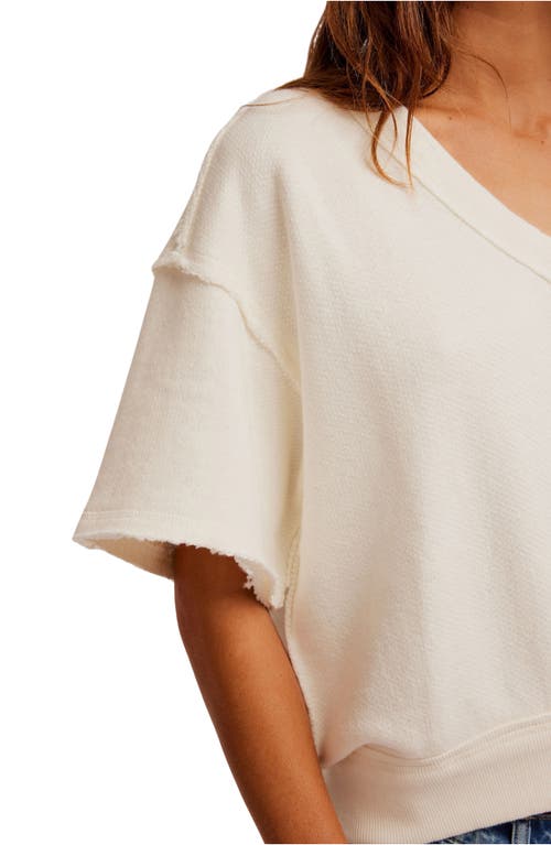 Shop Free People So Easy Short Sleeve Sweatshirt In Clean Ivory