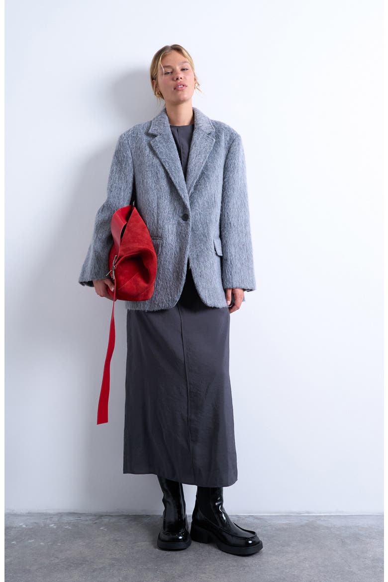 One-Button Blazer Coat, Alternate, color, GREY