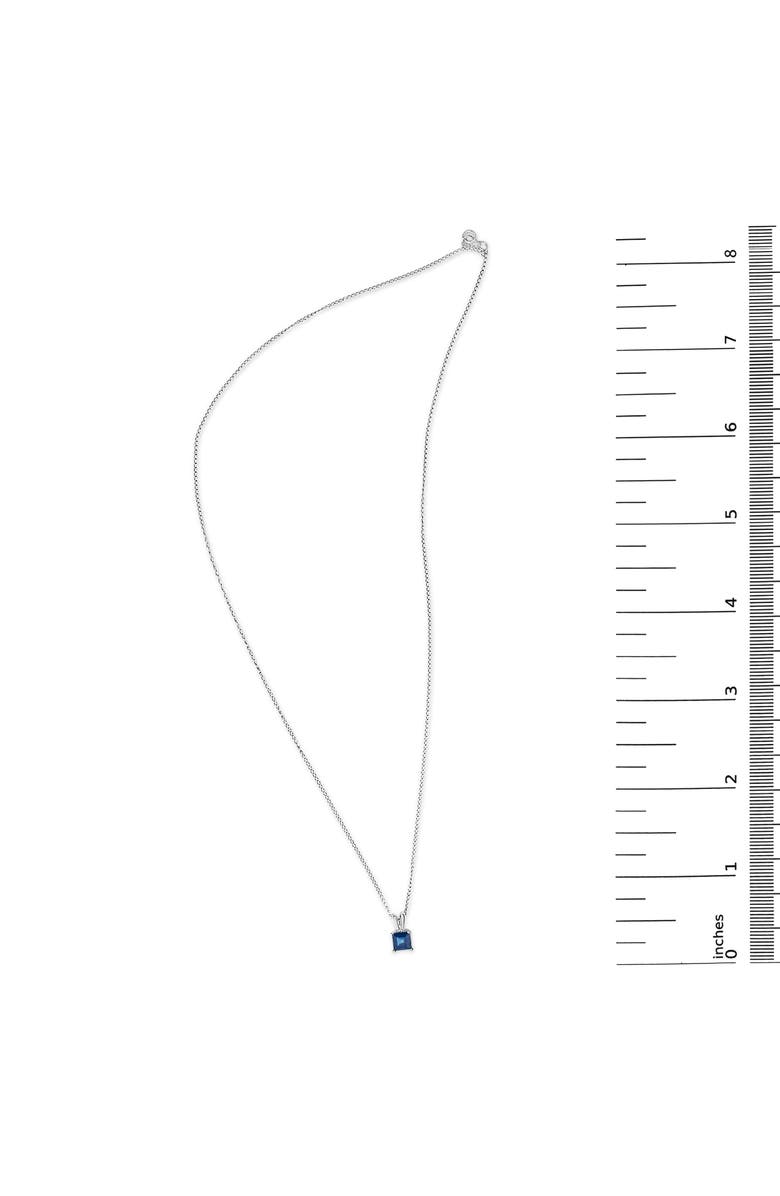 Haus of Brilliance 14K Gold 5x5 MM Square Shaped Gemstone Solitaire Pendant Necklace, Alternate, color, Blue Sapphire | White